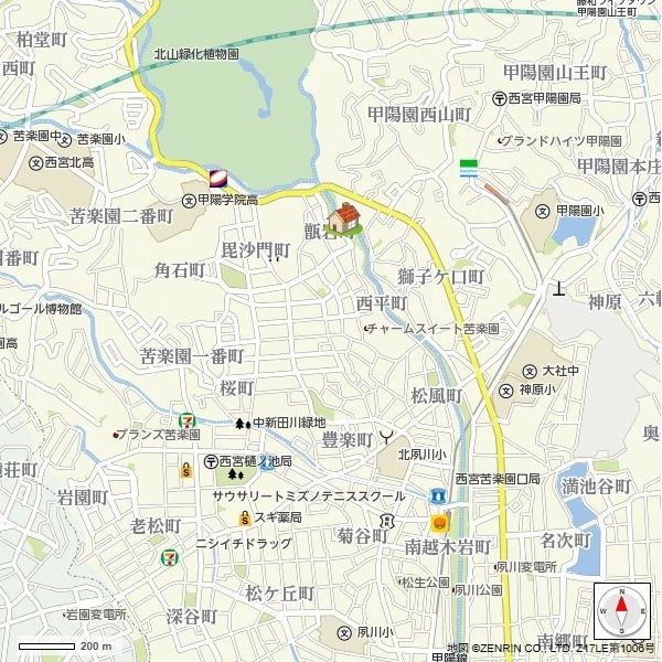 西宮市甑岩町 現地案内図
