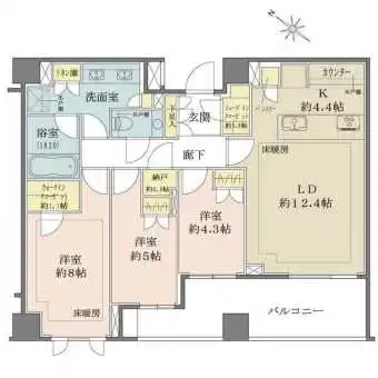 3LDK＋WIC（約1.1帖）＋SIC（約0.8帖）＋FS（約0.6帖）