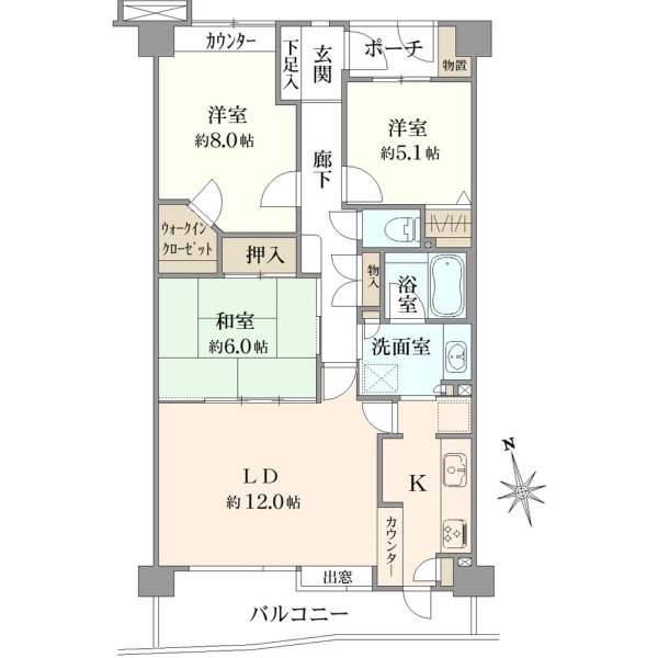 オーベルグランディオ八千代中央壱番館 間取図