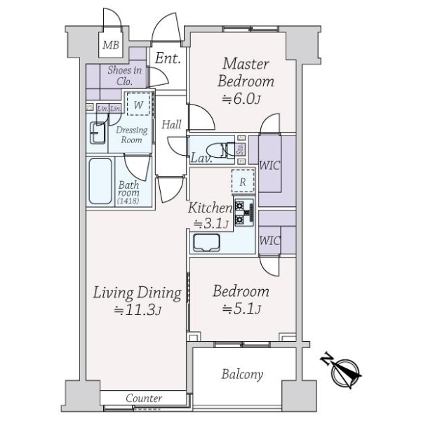 ＴＨＥパームス月島ルナガーデン 間取図