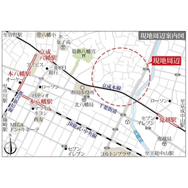 市川市八幡５丁目 地図