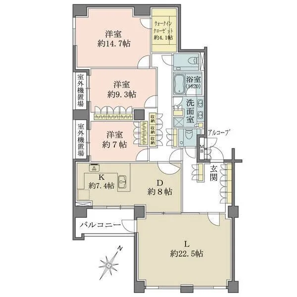 グランドメゾン伊勢山 約37.9帖の広々LDKと全居室採光設計。WIC付きで収納豊富な3LDK。