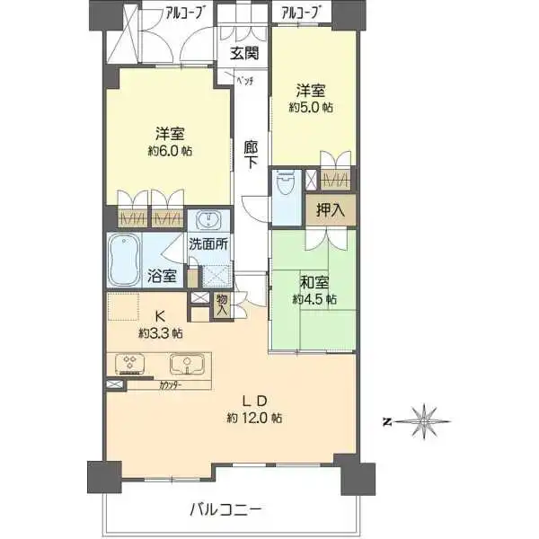 ル・パルトネール夕陽丘天神坂 間取図
