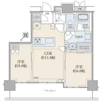 ５４．９０平米／２ＬＤＫ＋ＷＩＣ＋ＳＩＣ