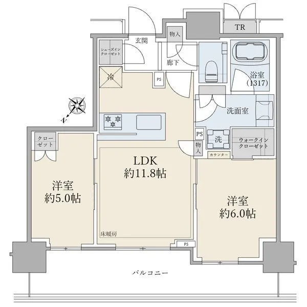 ブリリアタワー有明ミッドクロス ５４．９０平米／２ＬＤＫ＋ＷＩＣ＋ＳＩＣ