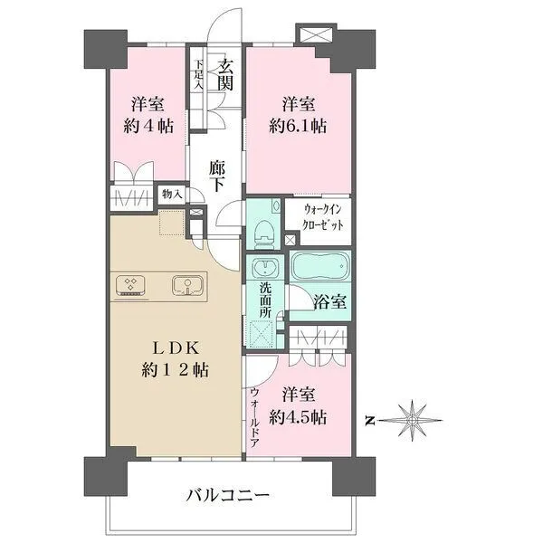 プレミスト川口並木 各部屋天井高さ2.5mで開放感ある西向き3LDK