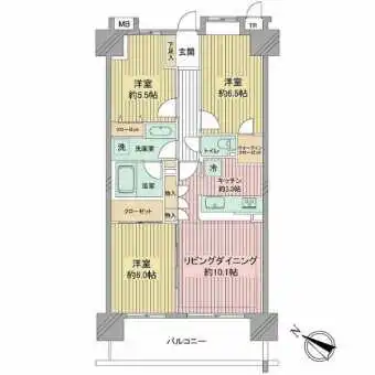 専有面積「71.81m2」3LDKの間取りプラン