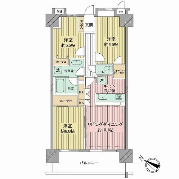 ワンズシティ 専有面積「71.81m2」3LDKの間取りプラン