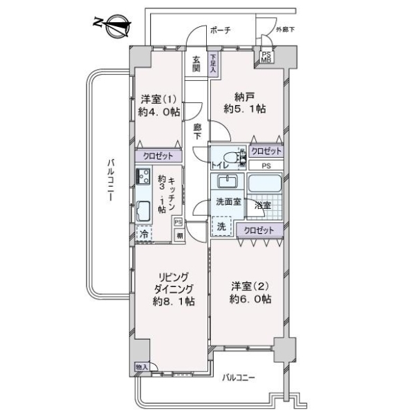 グリーンパーク東綾瀬３ 間取図