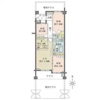 約40m2の専用テラスがございます。