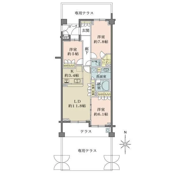 パークハウス吉祥寺北町グローヴ 約40m2の専用テラスがございます。