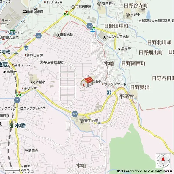 宇治市木幡御蔵山 現地案内図