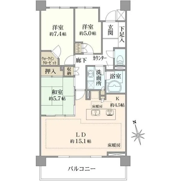 小田急プラウディア片平 間取図