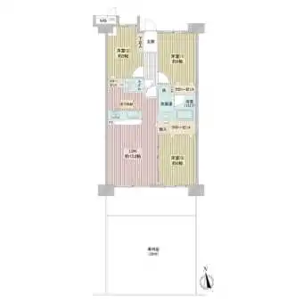65.10m2、南向き、３LDK、専用庭39.04m2
