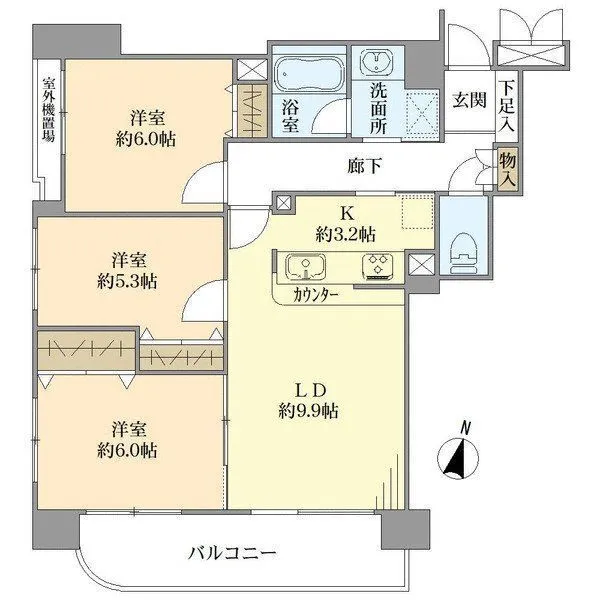 レクセルマンション大宮日進第2 5階部分、南・西角住戸です