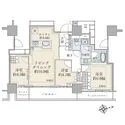 ブリリア聖蹟桜ヶ丘ブルーミングテラス ３ＬＤＫ、専有面積６６．８６ｍ２、バルコニー面積１４．５５ｍ２（サービスバルコニー面積も含む）