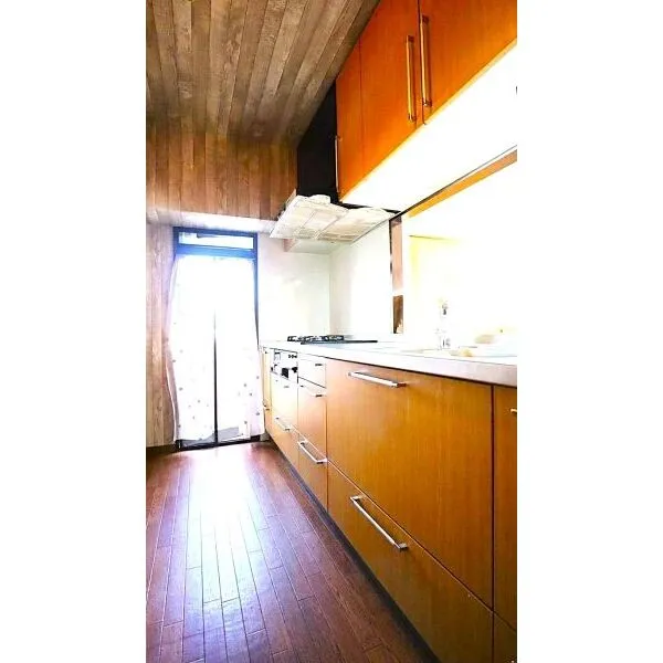 ライオンズマンション若江東三番館 リビングを見渡せ、勝手口もあるカウンターキッチンです。