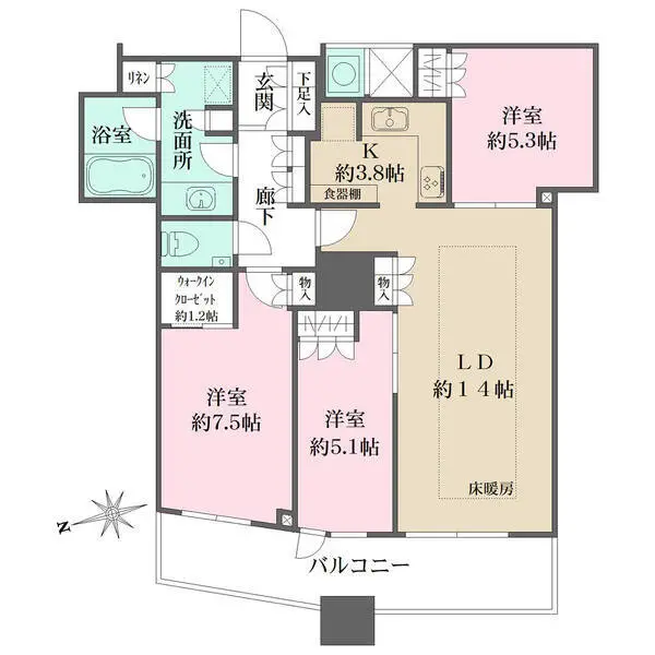 ザ・パークハウス西新宿タワー６０ 間取図