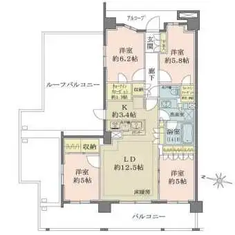 ウォークインクローゼット(約1.3畳、約0.8畳)、クローゼット、納戸