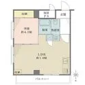 朝日プラザ東天満 約14帖のLDKは洋室と一体利用し、広く活用可能。壁付けのキッチンには便利な吊戸棚が備わっています。
