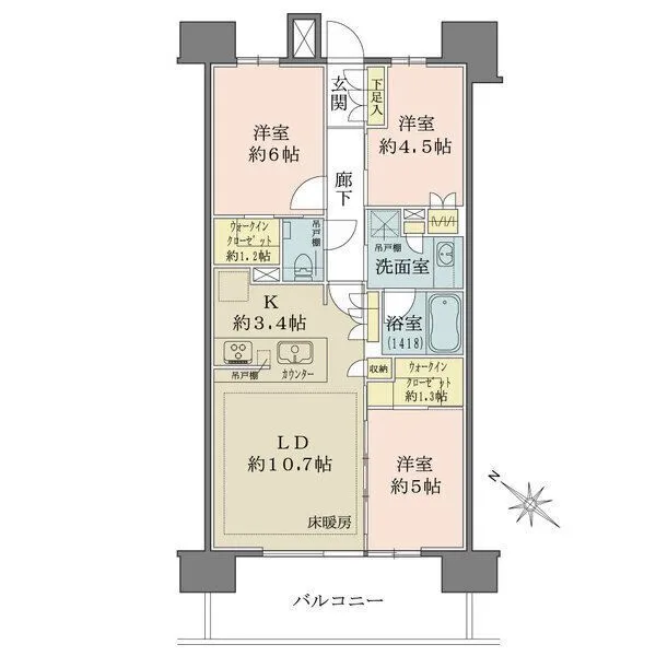 ザ・パークハウス大宮吉敷町翠邸 2WICで叶える、すっきり快適な3LDK