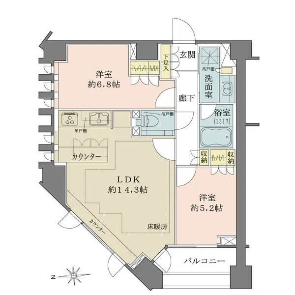 ザ・パークハウス代官山レジデンス 各居室に窓のついた明るく開放感のある間取りとなっています。