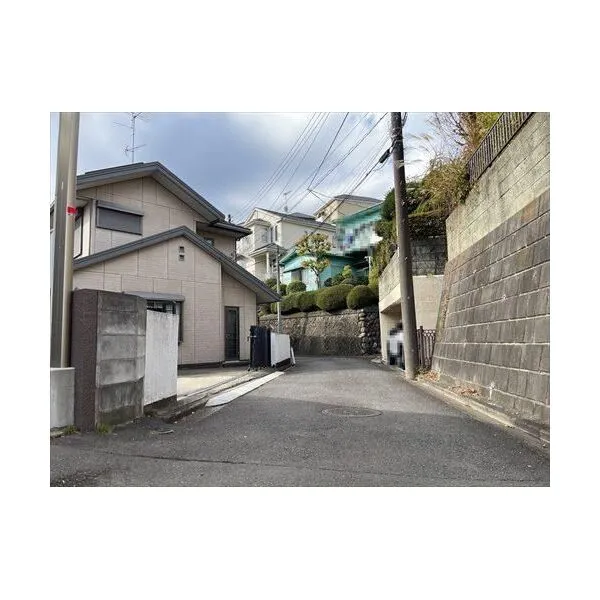 横浜市神奈川区三ツ沢南町 南東側前面道路(東側より撮影)