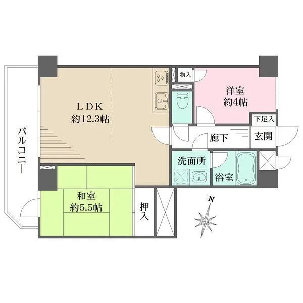 ライオンズプラザ東向島 開口が広く採光に恵まれた住まいです。LDKと和室に跨るバルコニー付き。多彩に活用できる和室有。