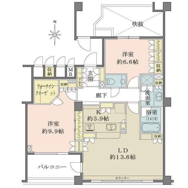 びゅう高輪ヒルズ 各所に収納充実、全居室6帖以上のゆとりある住空間。陽当り・眺望に恵まれた、明るく開放的な住まいです。