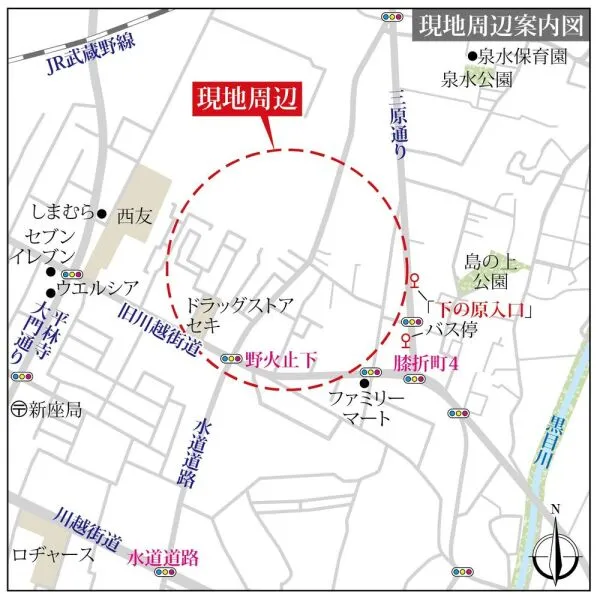 新座市野火止８丁目 現地案内図