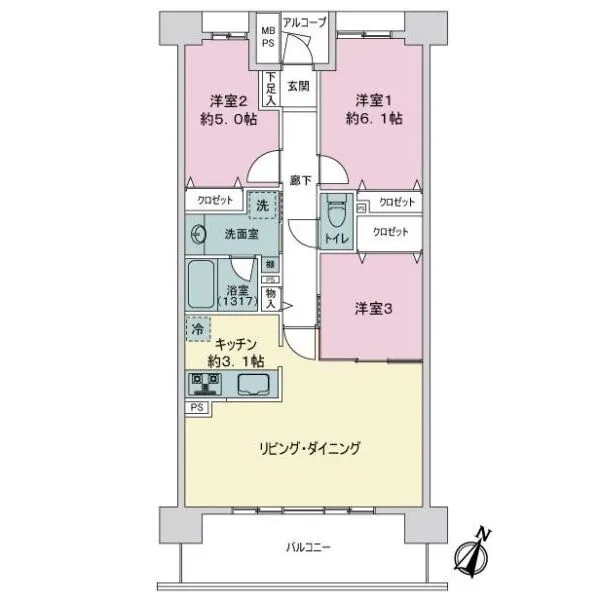 ライオンズマンション千葉グランドタワー 間取図