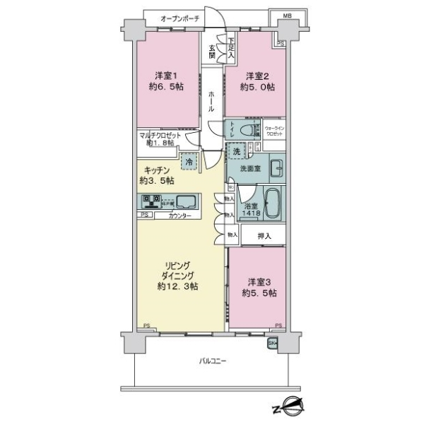 ＢｒｉｌｌｉａＣｉｔｙ横浜磯子Ａ棟 間取図