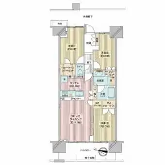 3LDK68.61m2南西向き