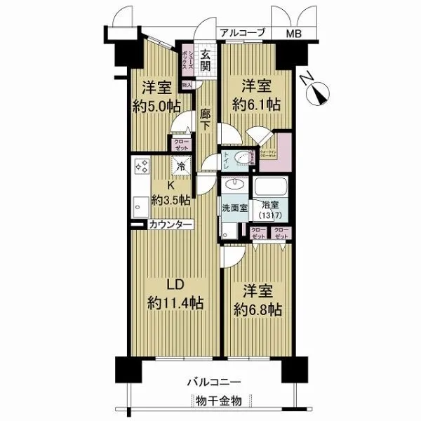 ヴォックスシティ 価格3120万円、専有面積69.30m2、間取り3LDK