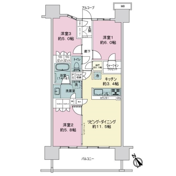 オーベルグランディオ千住大橋エアーズ 間取図