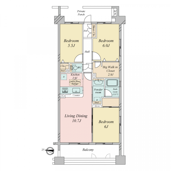 クレストフォルム東京ビューフォート 間取図
