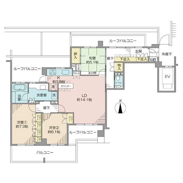 オーベル徳殿公園 間取図