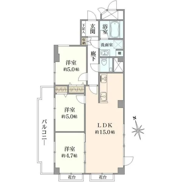 三井馬事公苑南ハイツ 間取図
