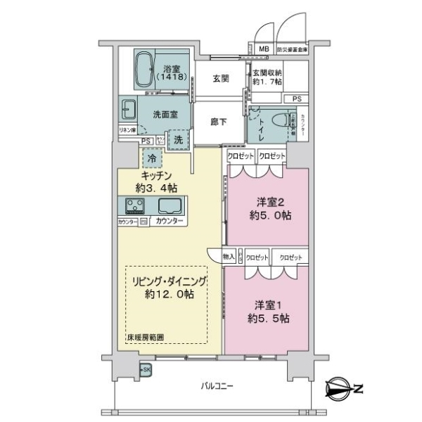 マスターズマンション吹田千里丘　中楽坊 間取図