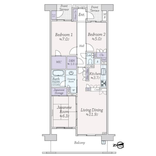パークアリーナセントラルウイングＡ棟ＷＥＳＴ 間取図