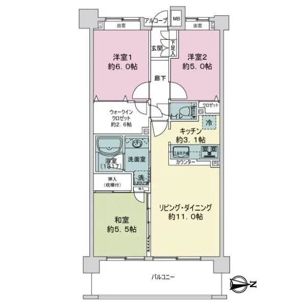 クレストフォルム武蔵新城セントラルコート 間取図