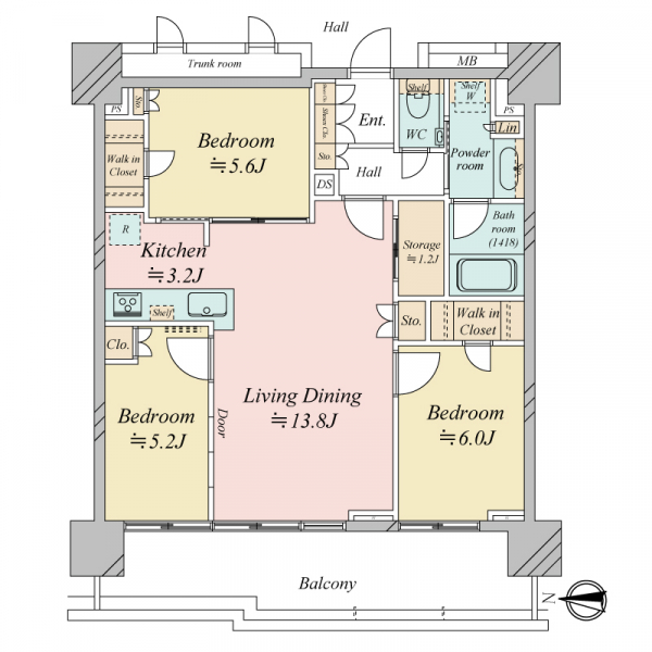 プラウドタワー亀戸クロス　ブライトタワー棟 間取図