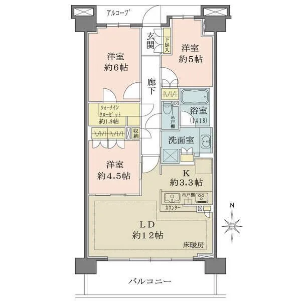 ザ・パークハウス国分寺四季の森 ウォークスルークローゼット(約1.9帖)有