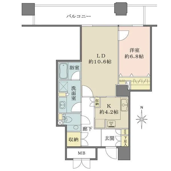 OAPレジデンスタワー西館 キッチンはLDと廊下からの2WAY仕様。ゆったりとした広さのバルコニー付き。収納が豊富にございます。