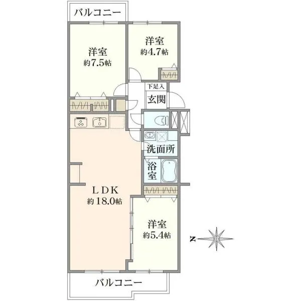 西国分寺史跡通り住宅2号棟 間取図
