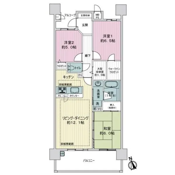 ライオンズマンション矢田川橋緑地ウエスト 間取図