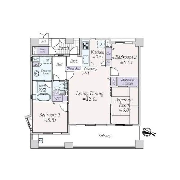ダイアパレス芦屋浜町 間取図