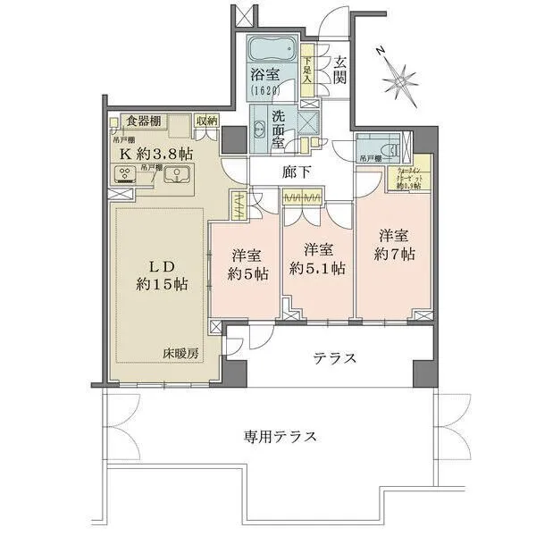 ザ・パークハウス吉祥寺 室内随所に収納が設けられた、ゆとりある住まい。約7帖洋室にはウォークインクローゼット付きです。