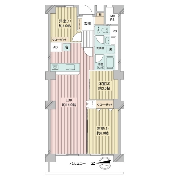 武蔵野スカイハイツＡ 間取図