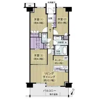 専有面積７１．１０m2の３LDKタイプ